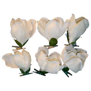 Fleurs artificielles Magnolia (lot de 6) Polyester PVC - Blanc