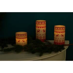 LED-kaars Noordelijk (3-delig) wax - wit/rood