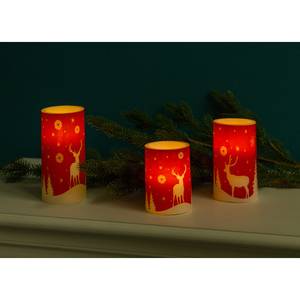 Bougies LED Paysage d’hiver (3 éléments) Cire - Blanc / Rouge