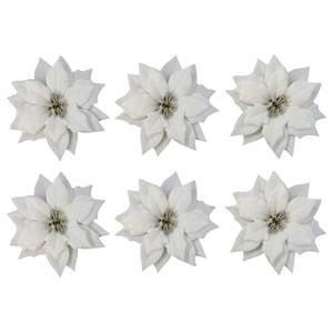 Fleurs Étoiles de Noël (lot de 6) Polyester PVC - Blanc