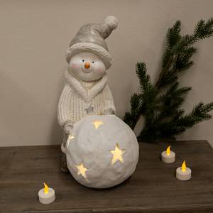 Déco de Noël LED Bonhomme de neige Polyrésine - Blanc