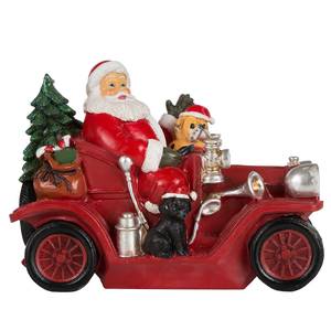 LED-Dekofigur Santa mit Oldtimer Polyresin - Rot