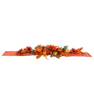 LED-tafelloper Herfst Bloemen polyester PVC - oranje