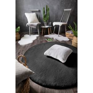 Tapis en fourrure Novara Polyester - Anthracite - Diamètre : 80 cm