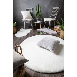 Tapis en fourrure Novara Polyester - Blanc - Diamètre : 120 cm