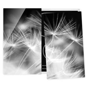 Herdabdeckplatte Pusteblumen Sicherheitsglas - Schwarz / Weiß - 60 x 52 cm
