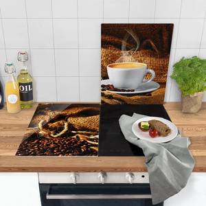 Protège-plaque de cuisson Café du matin Verre de sécurité - Marron