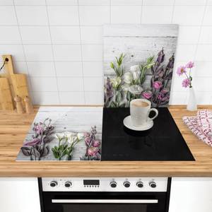 Fornuisafdekplaat Tulpen Rozen veiligheidsglas - grijs - 80 x 52 cm