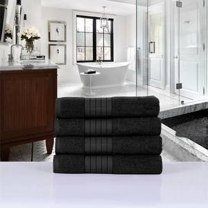 Serviettes de bain Branda (lot de 4) Coton - Noir