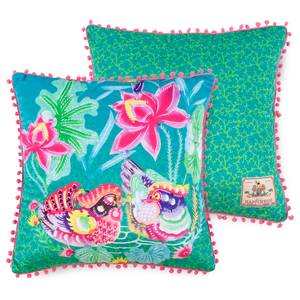 Coussin Harmony I Velours de polyester - Bleu lagon