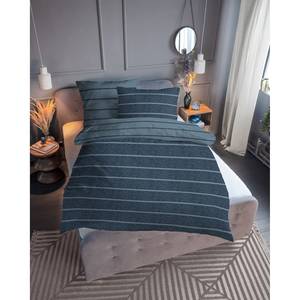 Copripiumino e federa 0847210 flanella Cotone - Blu jeans - 135 x 200 cm + cuscino 80 x 80 cm