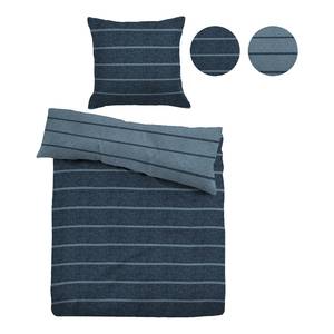 Beddengoed melange-flanel 0847210 katoen - Jeansblauw - 135x200cm + kussen 80x80cm