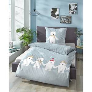 Parure de lit en flanelle fine 0004648 Coton - Bleu - 135 x 200 cm + oreiller 80 x 80 cm