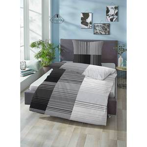 Parure de lit en flanelle fine 0006237 Coton - Noir - 135 x 200 cm + oreiller 80 x 80 cm