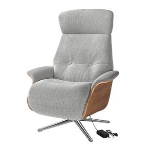 Fauteuil relax Anderson III Tissu Saia: Gris clair - Chrome brillant - Noyer