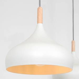 Hanglamp Liam aluminium/deels massief eikenhout - 3 lichtbronnen