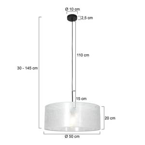 Pendelleuchte Liel Baumwollstoff / Aluminium - 1-flammig - Weiß