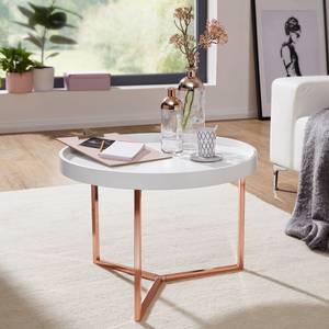 Salontafel Emmerson massief tulpenboomhout/metaal - Wit/Koper