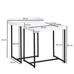 Bijzettafel Sola (set van 2) wit/zwart