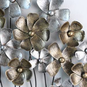 Muurdecoratie Fleurs aluminium - champagnekleurig