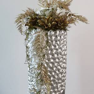 Pot de fleur Carve Résine synthétique - Argenté - Diamètre : 38 cm