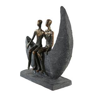 Skulptur Moon Kunstharz - Braonze / Grau