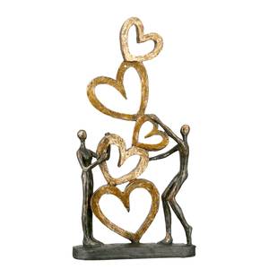 Sculpture Cœur sur cœur Résine synthétique - Champagne / Bronze