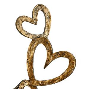 Skulptur Herz auf Herz Kunstharz - Champagner / Bronze