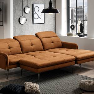 Repose-pieds Bosley Aspect cuir vieilli - Microfibre Priya: Cognac