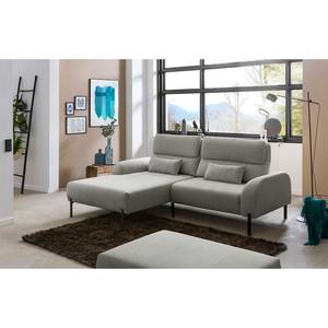 Ecksofa Bauru Webstoff Tailin: Silber - Longchair davorstehend links - Ohne Hocker