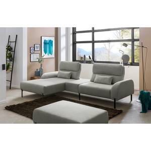 Ecksofa Bauru I Webstoff Tailin: Silber - Longchair davorstehend links