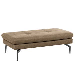 Ecksofa Bosley Antiklederlook - Microfaser Priya: Taupe - Longchair davorstehend links - Mit Hocker