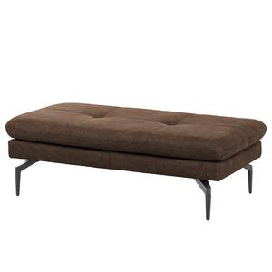 Ecksofa Bosley Antiklederlook - Microfaser Priya: Dunkelbraun - Longchair davorstehend rechts - Mit Hocker