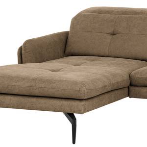 Canapé d’angle Bosley Aspect cuir vieilli - Microfibre Priya: Taupe - Méridienne courte à gauche (vue de face) - Sans repose-pieds