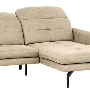Canapé d’angle Bosley Aspect cuir vieilli - Microfibre Priya: Gris clair - Méridienne courte à droite (vue de face) - Sans repose-pieds
