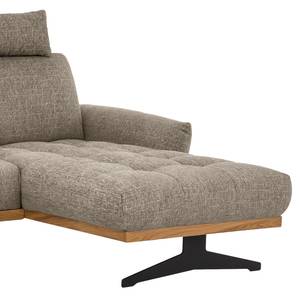 Ecksofa Duston Webstoff - Webstoff Tose: Cappuccino - Longchair davorstehend rechts - Mit Kopfstütze