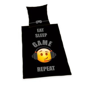 Parure de lit Eat, Sleep, Game, Repeat Tissu renforcé - Noir