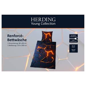 Bettwäsche 3D-Effekt Renforcé - Schwarz / Orange