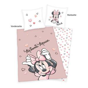 Bettwäsche Minnie Mouse III Renforcé - Altrosa / Weiß