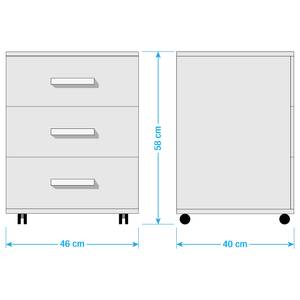 Rollcontainer Nottingham Grau - Holzwerkstoff - 46 x 58 x 40 cm