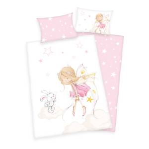 Parure de lit Little Fairy Tissu renforcé - Rose / Blanc - 100 x 135 cm + oreiller 40 x 60 cm