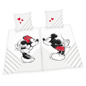 Duo-beddengoed Mickey & Minnie Mouse Wit - Textiel