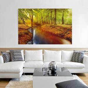 Leinwandbild Herbstwald I Orange - 60 x 40 x 2 cm - Breite: 60 cm