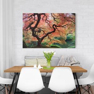 Impression sur toile Jardin japonais I Rouge - 90 x 60 x 2 cm - Largeur : 90 cm