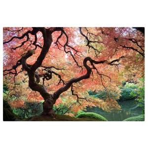 Leinwandbild Japanischer Garten I Rot - 120 x 80 x 2 cm - Breite: 120 cm