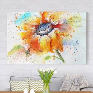 Leinwandbild Painted Sunflower I Orange - 60 x 40 x 2 cm - Breite: 60 cm