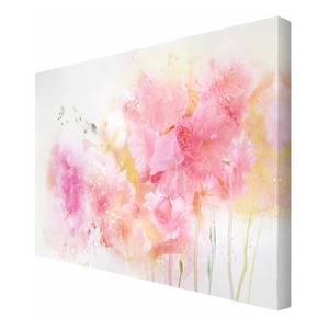 Impression sur toile Aquarelle I Rose - 120 x 80 x 2 cm - Largeur : 120 cm