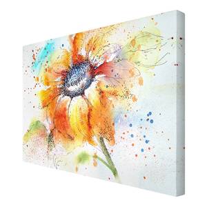 Leinwandbild Painted Sunflower I Orange - 120 x 80 x 2 cm - Breite: 120 cm