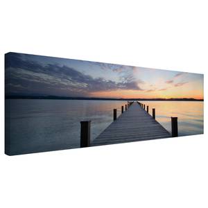 Canvas Pontile al tramonto I Blu - 120 x 40 x 2 cm - Larghezza: 120 cm