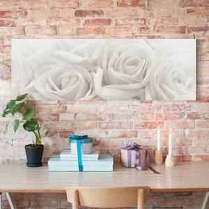 Canvas Rose bianche I Beige - 150 x 50 x 2 cm - Larghezza: 150 cm